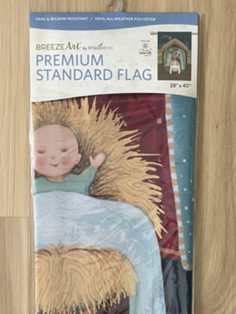 NEW BreezeArt Away in a Manger Winter Premium Standard Flag 28x40 Christmas